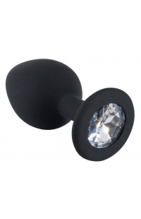 Черная силиконовая пробка с прозрачным кристаллом, 3307-02