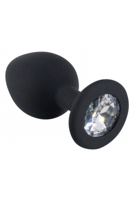 Черная силиконовая пробка с прозрачным кристаллом, 3307-02