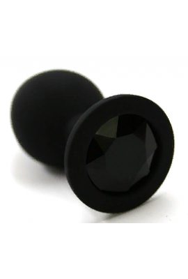 Анальная пробка из силикона с черным кристаллом, KL-S007M