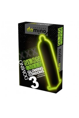 Презервативы "Domino Neon Green", светящиеся, 3 шт.