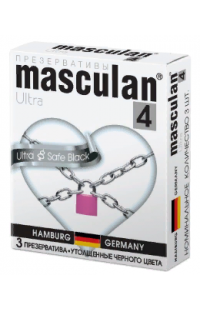 Презервативы "Masculan Ultra Safe Black", особопрочные черного цвета, 3 шт.