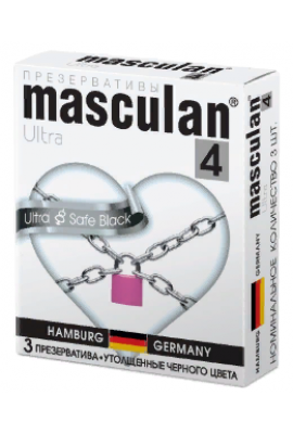 Презервативы "Masculan Ultra Safe Black", особопрочные черного цвета, 3 шт.